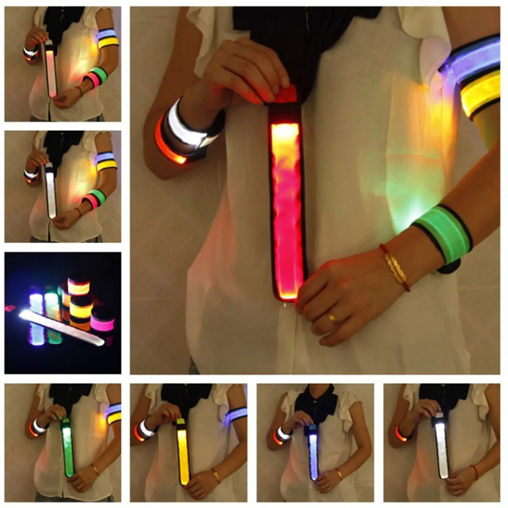 

LED Flash Bracelet Luminous Running Armband Cycling Warning Wrist Strap Glowing Slap Webbing Neon Light Bar Party Props