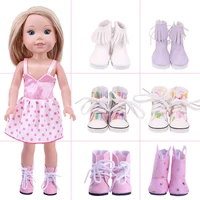 doll shoes lace up pucanvas boots for 14 5 inch american33cm paola dollbjd exo doll our generation toys for girls russian diy