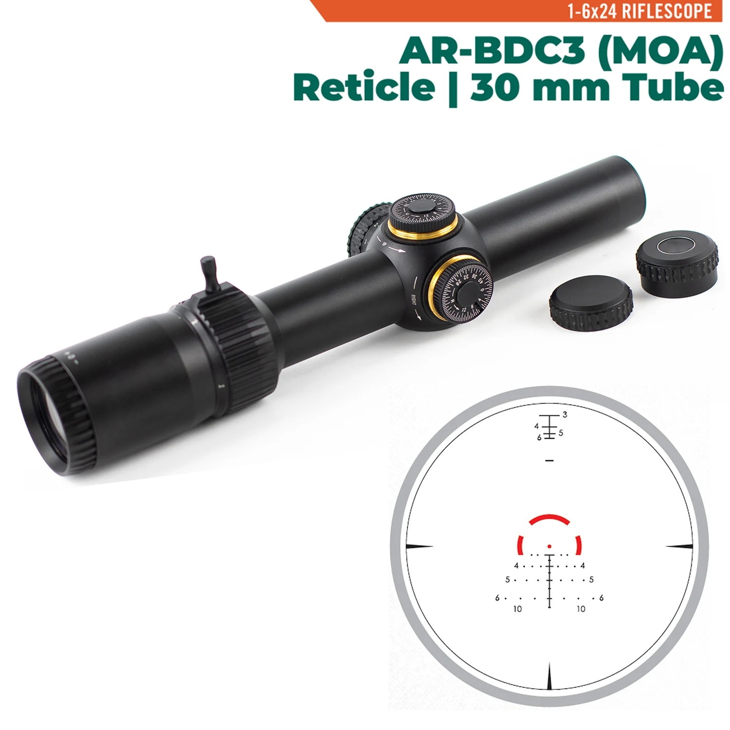 

100% Original Tactical Optics 1-6x24 Second Focal Plane Riflescopes 30mm Tube BDC-3 (MOA) Reticle Rifle Scope Sight Lunetas