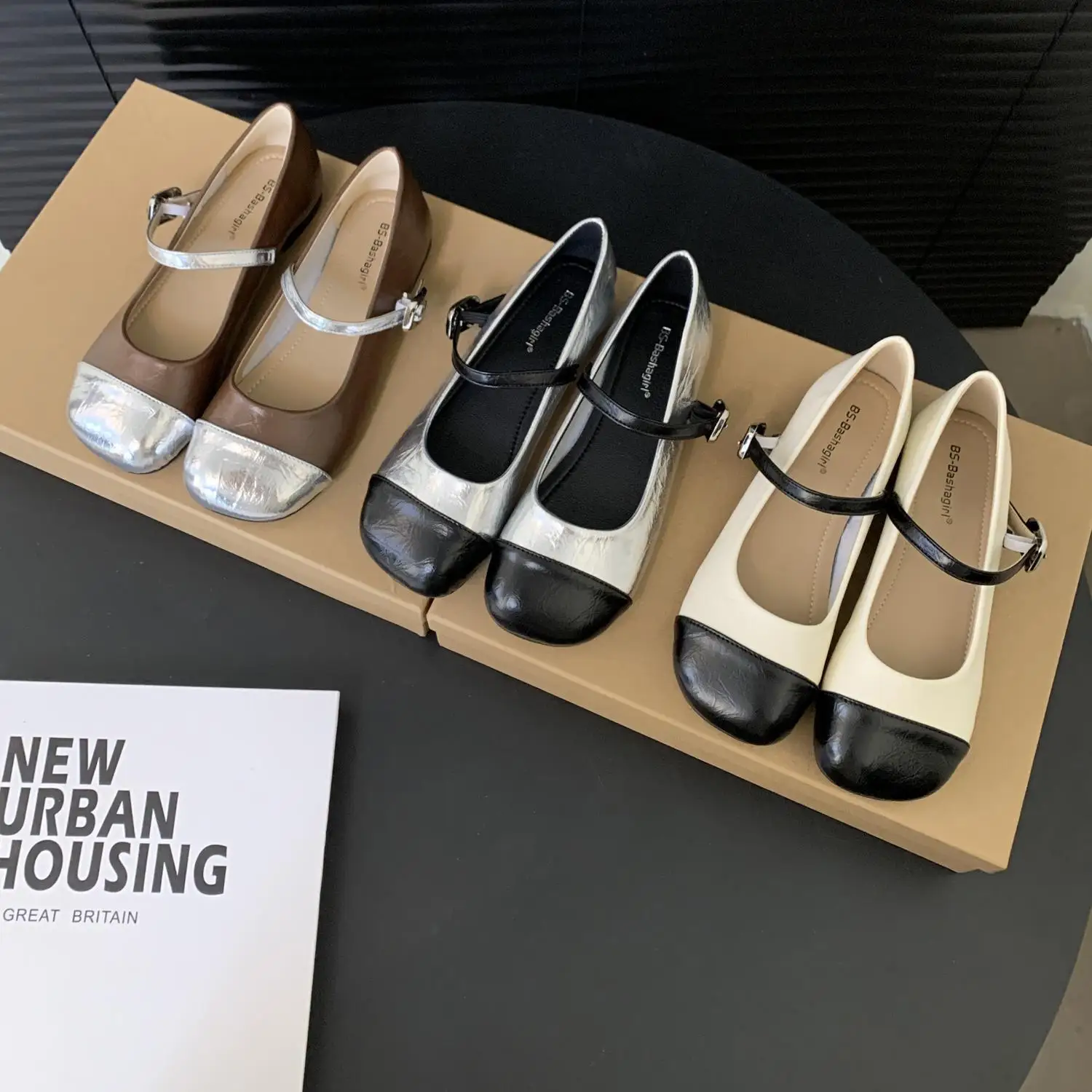 Женские туфли мэри джейн на одном каблуке с круглым носком