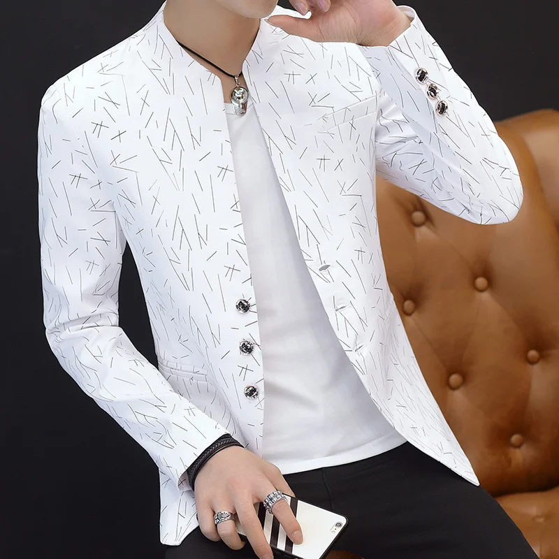 

2023 Men 's casual collar blazers yout andsome trend Slim print blazers 5XL 6XL