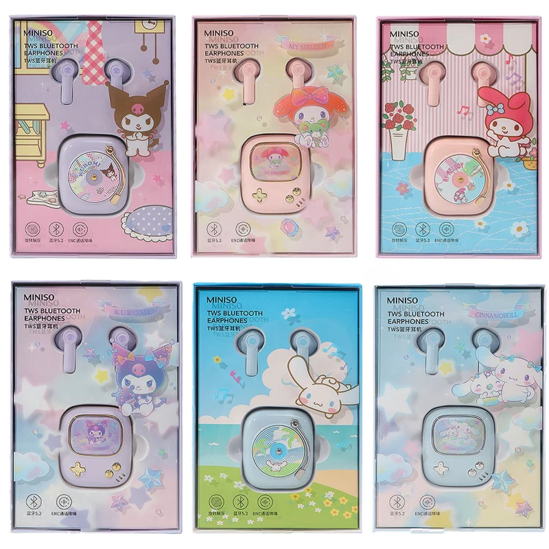 

Kawaii Sanrios Tws My Melody Kuromi Cinnamoroll Мультяшные Bluetooth наушники беспроводные наушники-вкладыши Симпатичные шумоподавляющие спортивные