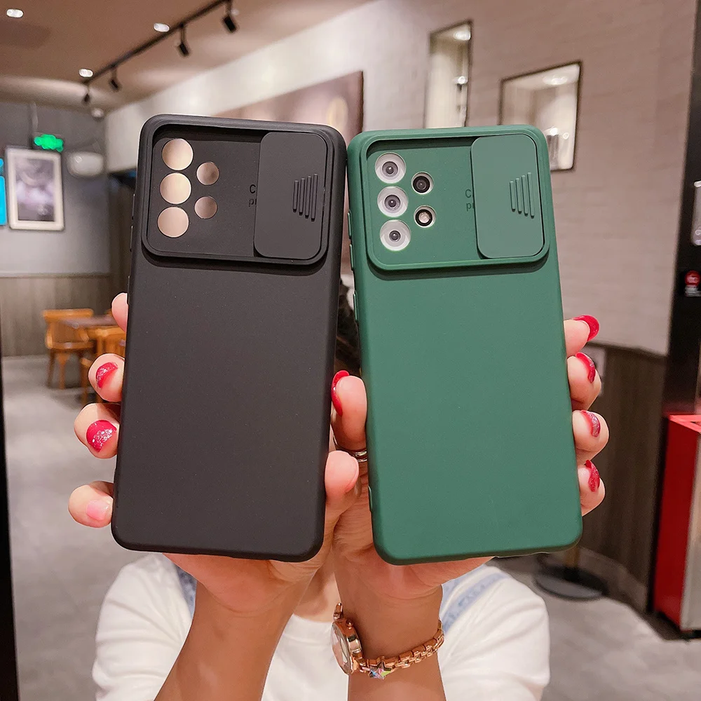 

New Luxury Candy Color Push Window Phone Case Capa For Samsung Galaxy S20 S21 Plus Note 20 Ultra A51 A71 A72 Soft TPU Back Cover