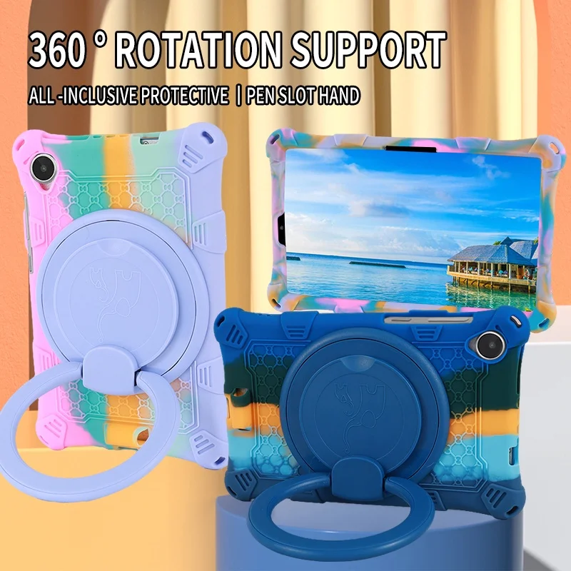 

360° Rotatable case for Lenovo Tab M8 4th TB-300FU 2023 Tab M8 3rd M8 HD FHD 8.0" Stand Kids Safe Soft Rubber Shockproof Cover