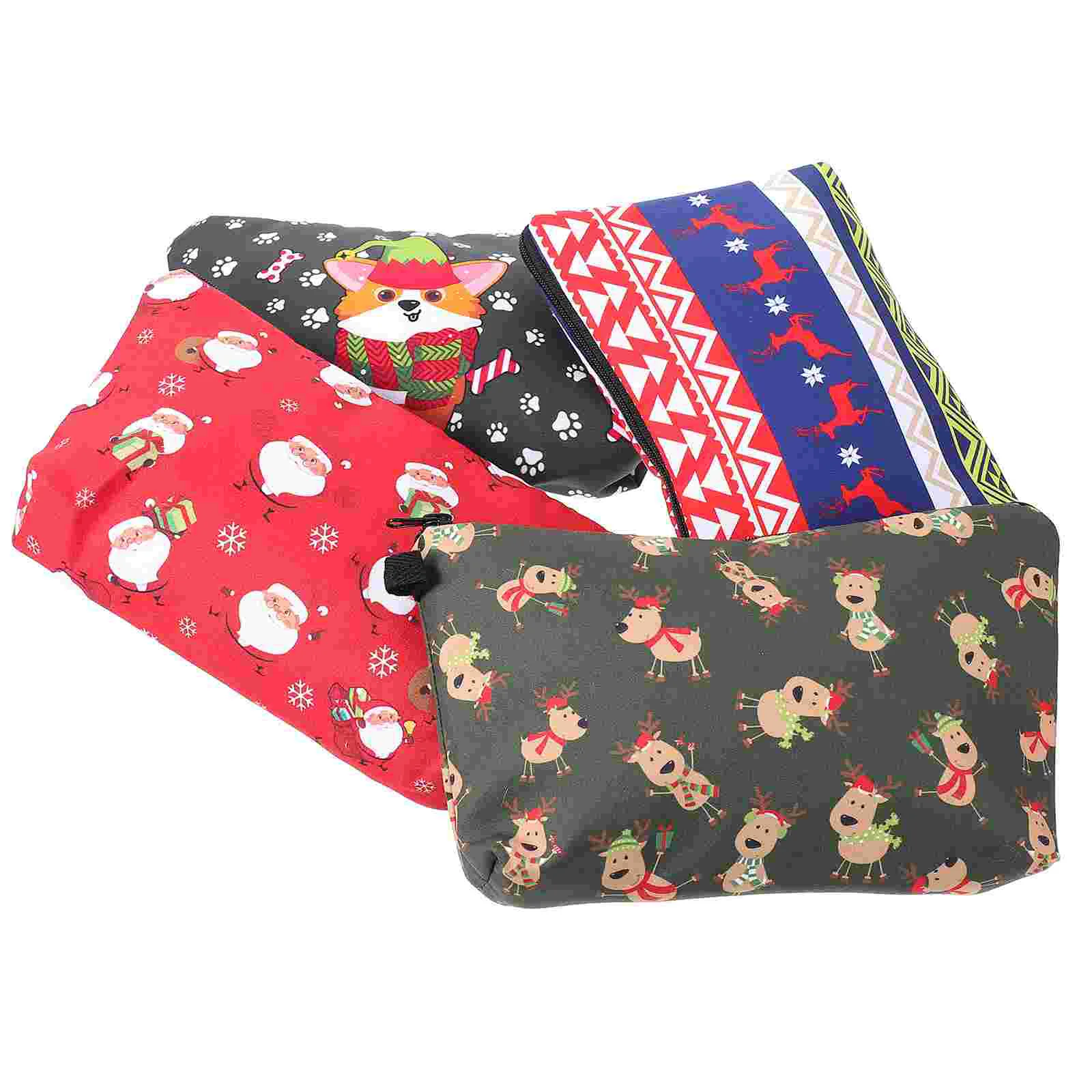 

4pcs Stylish Christmas Makeup Clutch Bag Handbag Purse