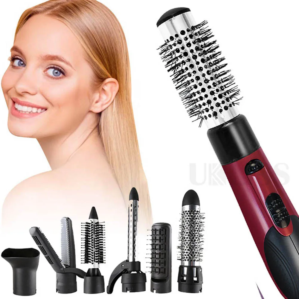 Electric 7 IN 1 One Step Volumizer Hair Dryer Hot Air Brushes Rotating Hair Blowing Dryer Straightener Comb Curling Iron Styler