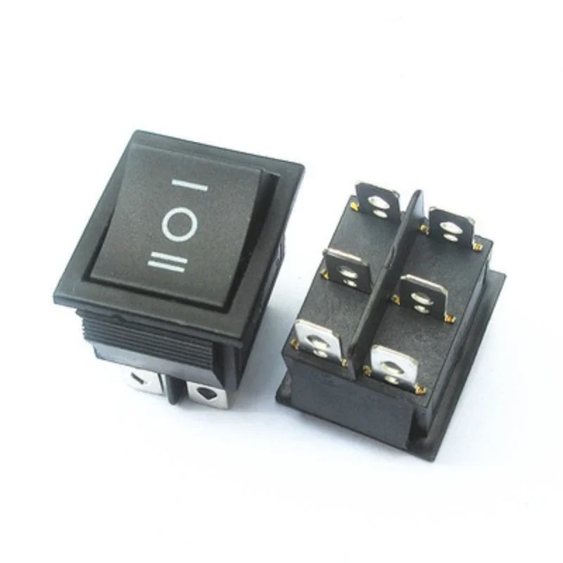 2PCS Rocker Switch 6 Pins 3 Position ON/Off/ON AC 20A/125V 16A/250V DPDT Car Boat Black