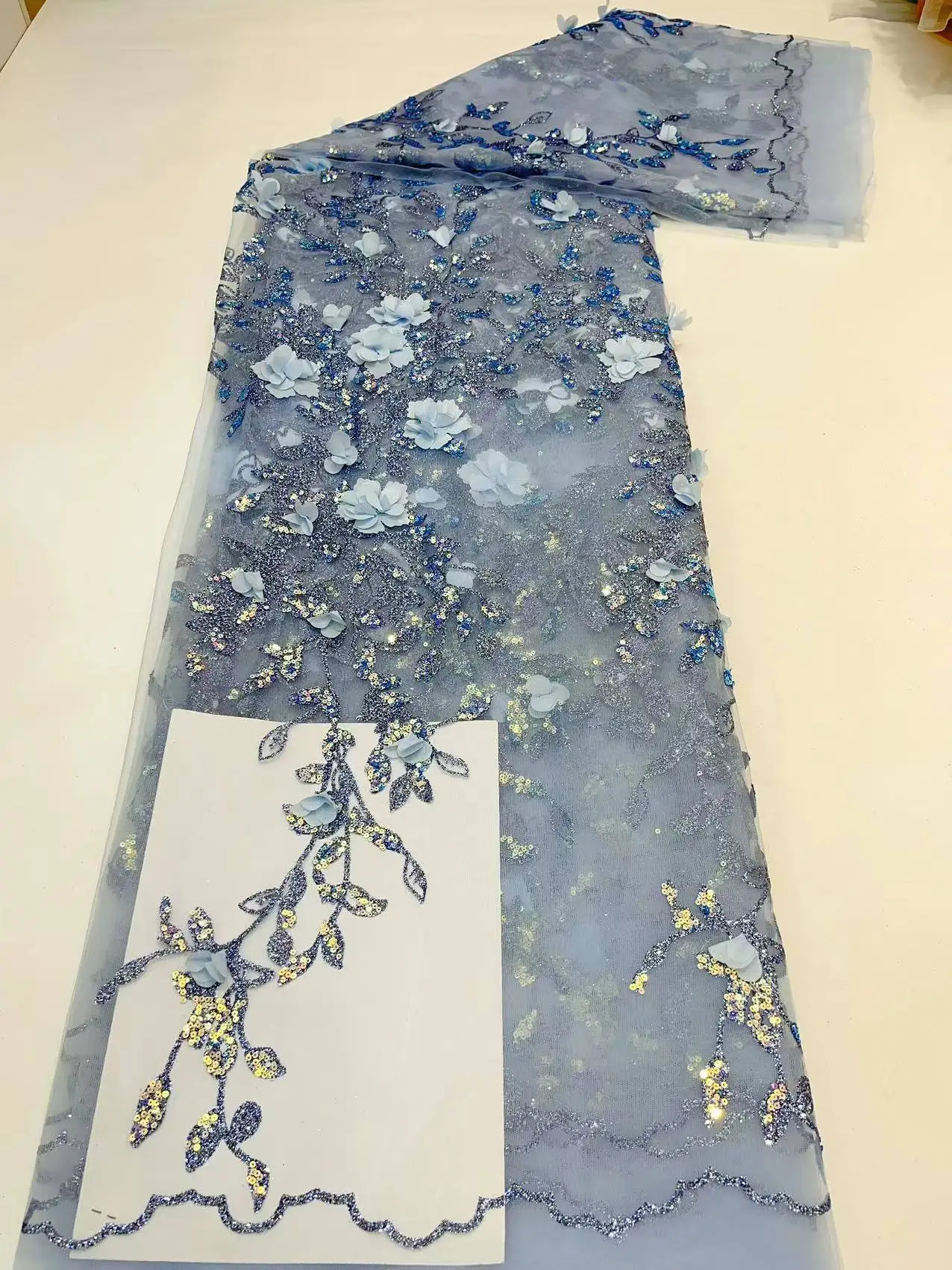 Полимерное Сверкающее кружево с 3D цветком. Красивое кружевное платье