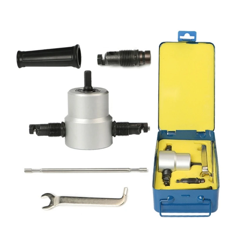 

Y1UD Nibble Metal Cutting Double Head Sheet Nibbler Hole Tackle Car Replace