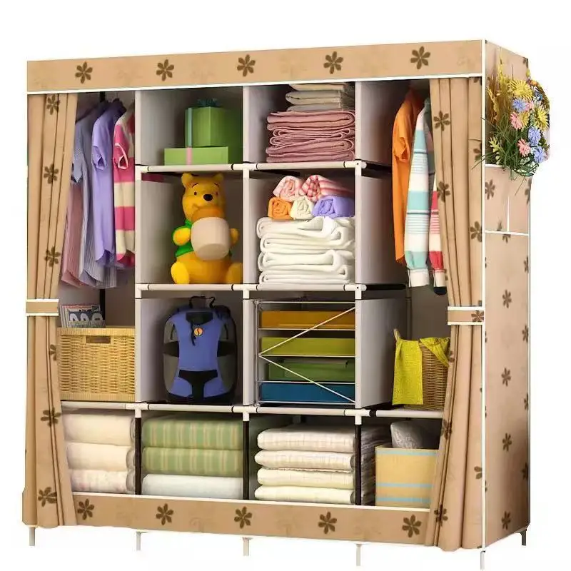 

Delivery normal Large size Modern Simple Wardrobe Fabric Folding Cloth Storage Cabinet DIY Assembly Easy Install Reinforcement