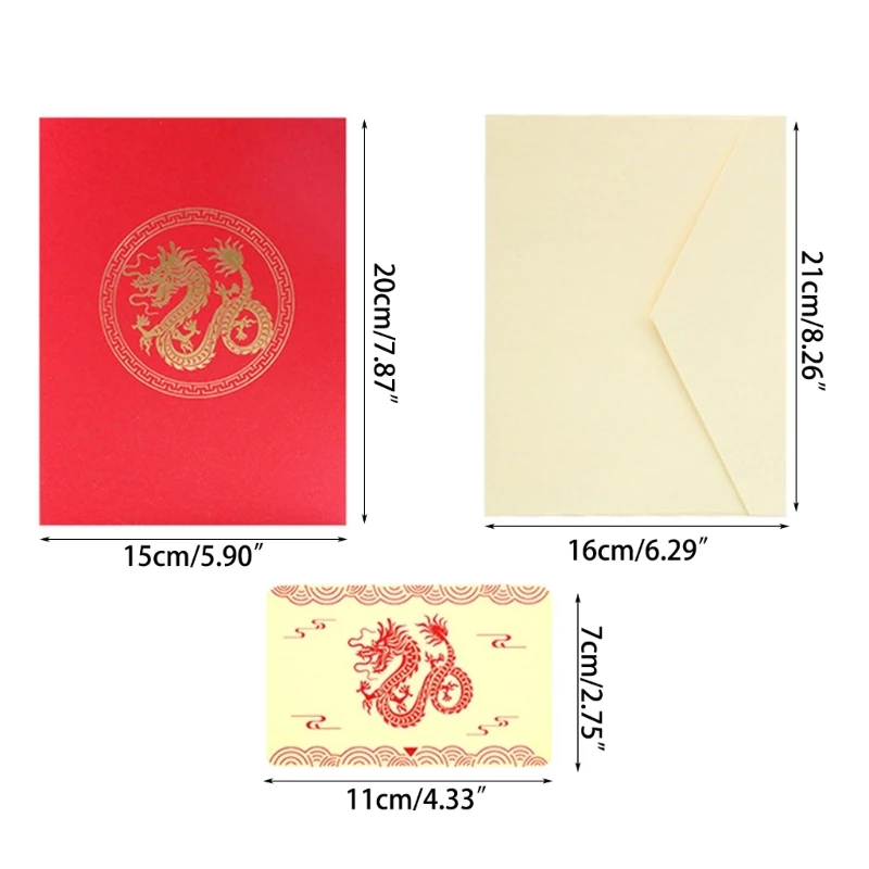 Ручной работы 3D всплывающие новогодние открытки с китайским драконом 2024