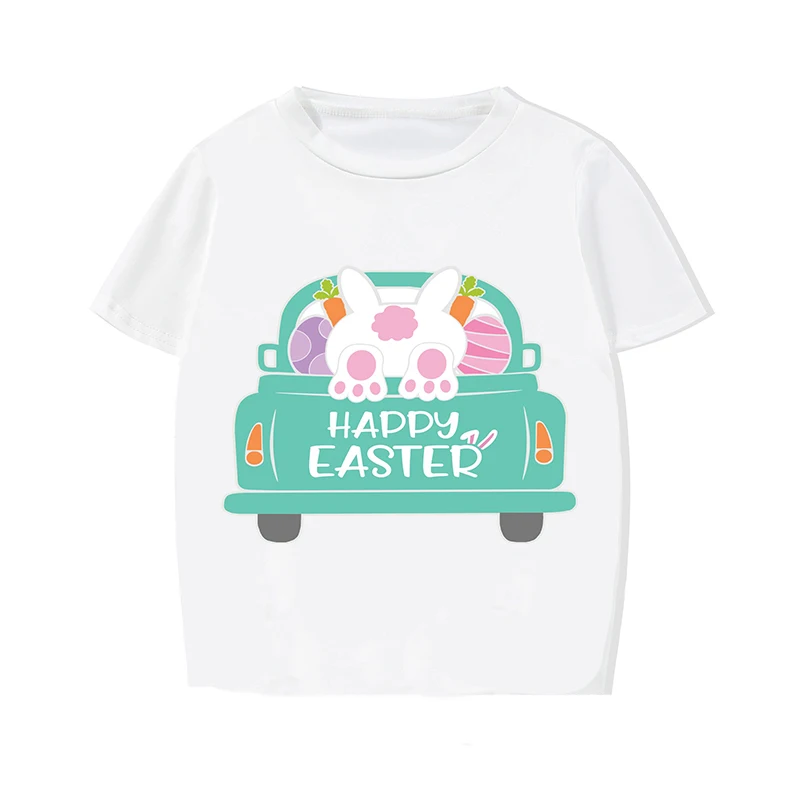 Easter Family Matching Pajamas Exclusive Design Happy Easter Bunny Car White Pajamas Set