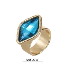 Anslow Fashion Jewelry Creative Design Colorful Rhomboid Elegant Lady Ring For Wedding Engagement Accessories Christmas Gift