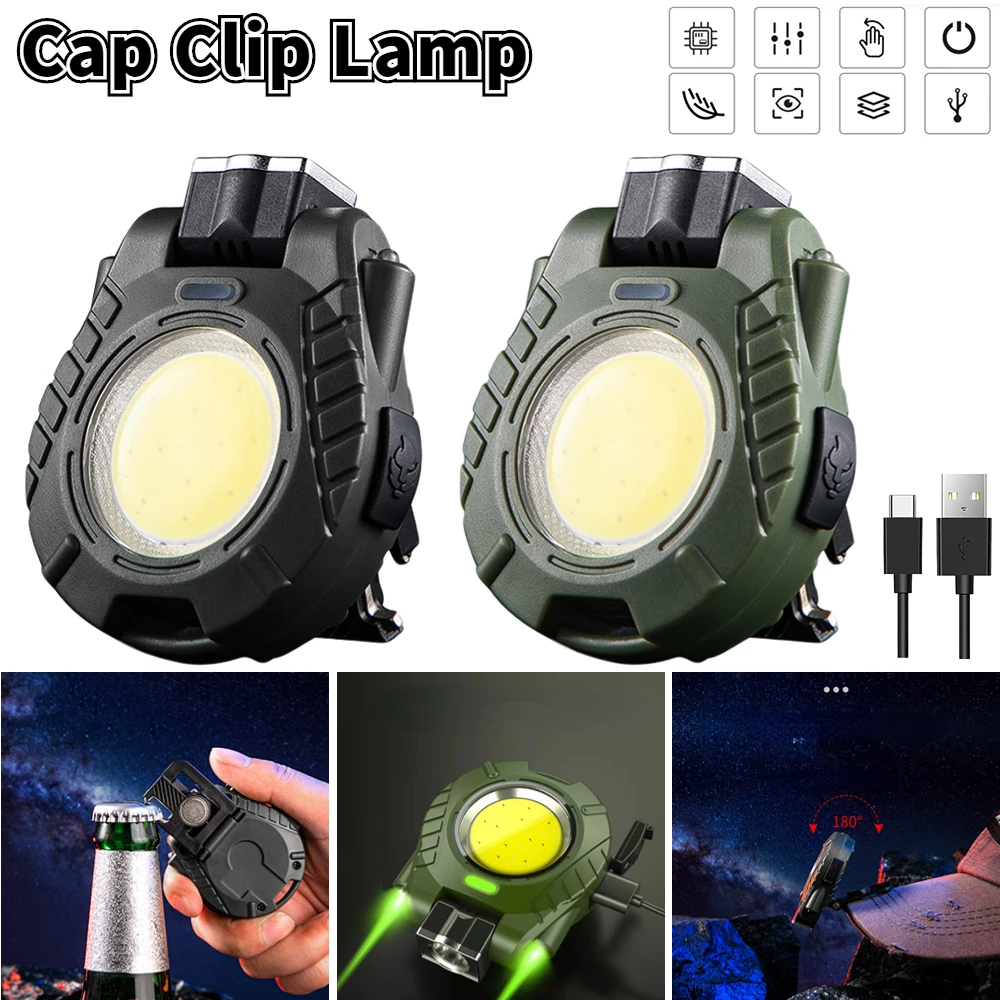 

Светодиодная лампа на клипсе с COB матрицей, умный портативный головной мини-фонарь с датчиком волны, уличный Многофункциональный налобный фонарь