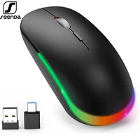 seenda rgb wireless mouse rechargeable computer mouse with usb receiver type c adapter ergonomic mouse for laptop desktop
