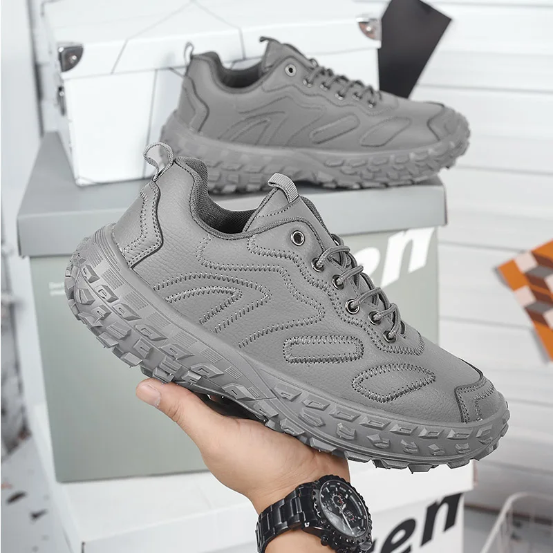 Men Running Shoes Leather Waterproof Athletic Sneakers Men Wear-resistant Men Walking Sport Shoes Zapatillas Deportivos Hombre