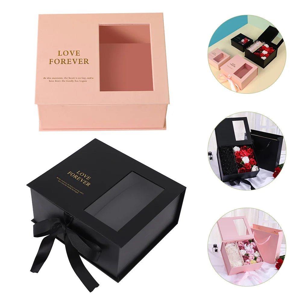 

2 Pcs Wedding Favor Boxes Round Cake Baby Shower Gift Flower Floral Arrangements Party Heart Decor Luxury Rose Packing