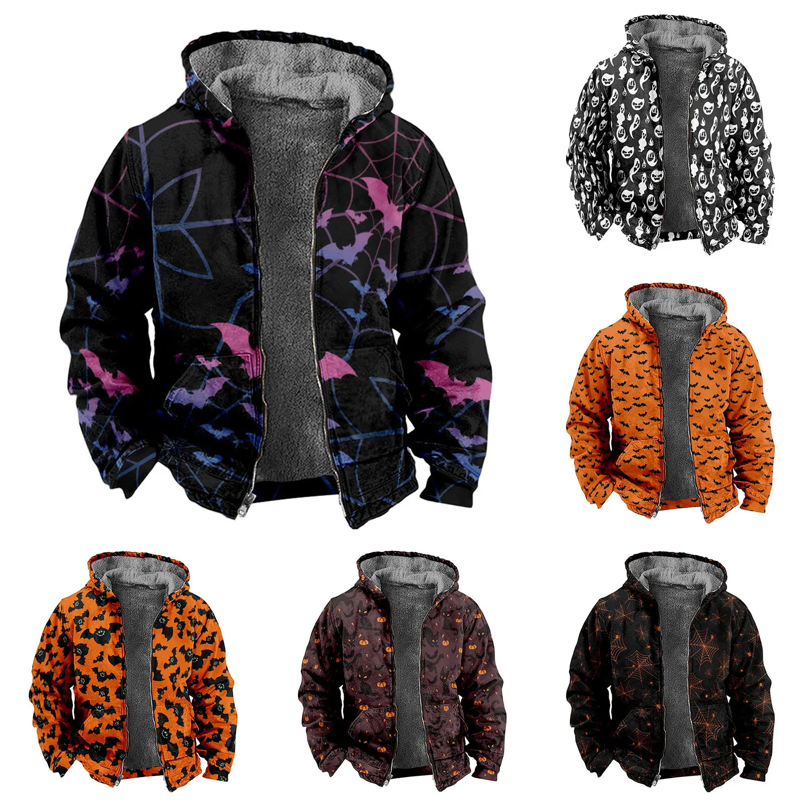 

Fall Fashion Warm Coat Jacket for Men Autumn And Winter All Saints Day Print Plus Velvet Thick Gear German Full Zip Fleece Coats