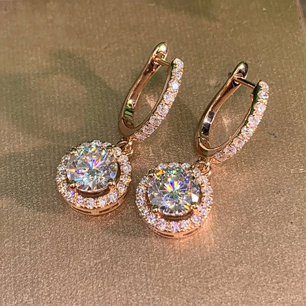 

Versatile Classic Design Round Dangle Earrings For Women Dazzling Crystal CZ Engagement Wedding Jewelry Statement Earring
