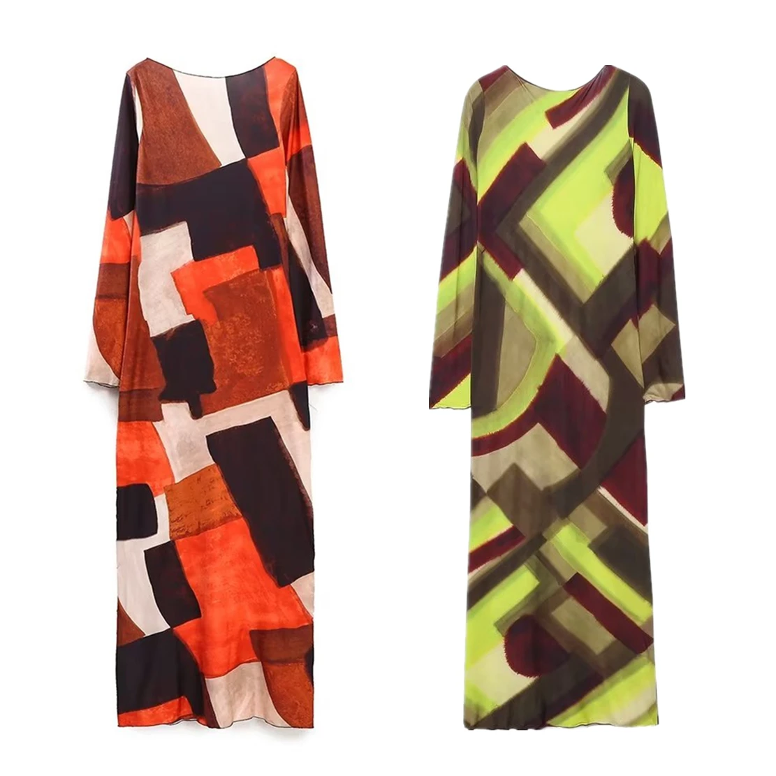 

Jenny&Dave High Street Fashion Geometric Printing Sexy Backless Maxi Dress Women
