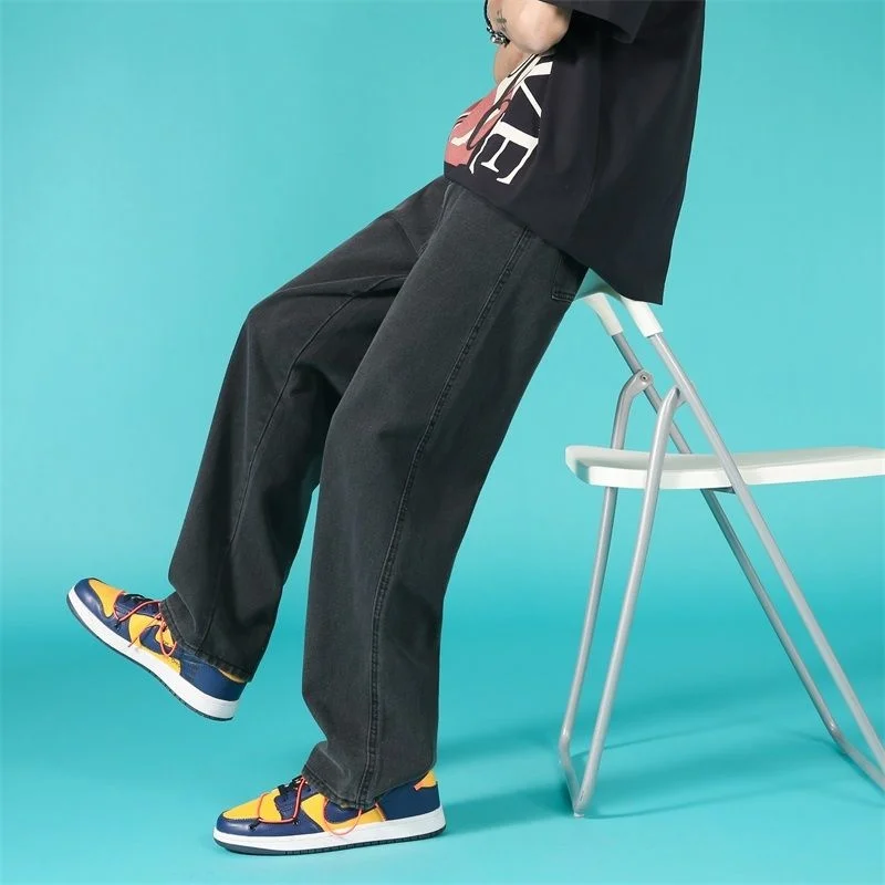 4 Colors Baggy Jeans Men Fashion Casual Wide Leg Jeans Men Streetwear Loose Hip Hop Straight Denim Pants Mens Trousers M-2XL