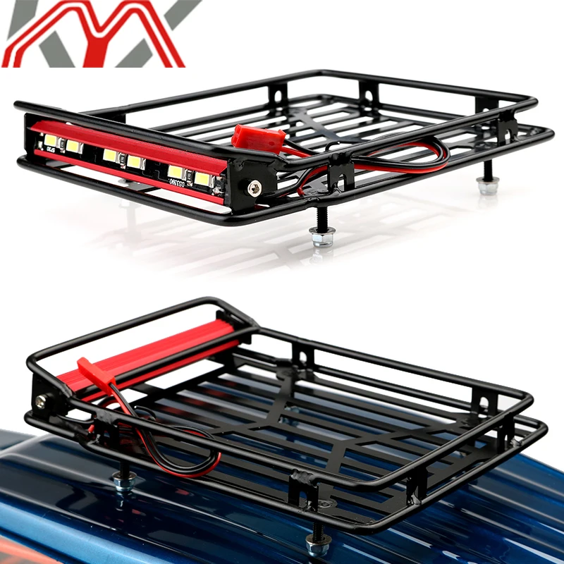 

KYX Parts Metal Simulation Luggage Rack with Lights for 1/10 RC Electric Remote Control Model Car Crawler SCX10