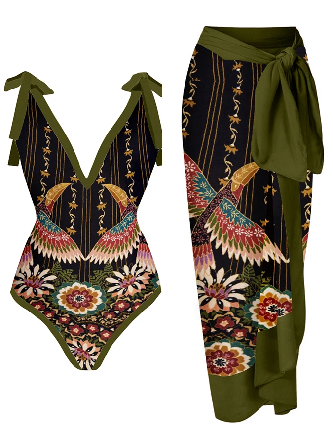 

Модный женский купальник с V-образным вырезом 2023, летние купальники с цветочным принтом, купальные костюмы для отпуска, сексуальный/Новый