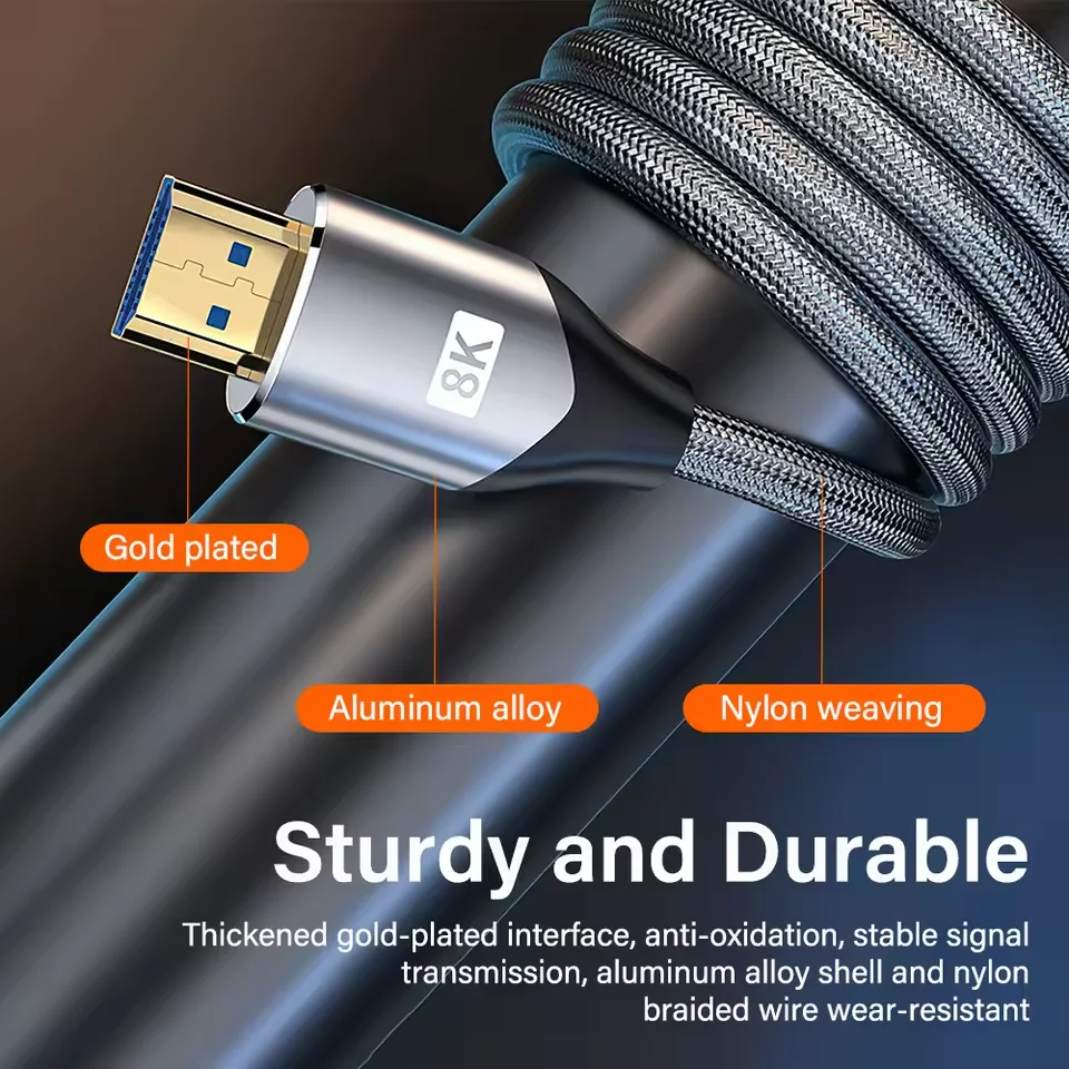 Фото 8K HDMI 2.1 Кабель 48 Гбит/с Высокоскоростной 8K/60 Гц 4K/120 Гц Для Samsung Sony Xiaomi TV Box PS5/PS4 ПК Ноутбук eARC HDR Видеокабель 2M 3M №5