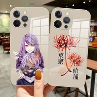 japan cartoon tokyo ghoul fashion glass silicone phone case for iphone 13 12 11 pro max mini xr xs max 8 7 plus se 2020 xs cover