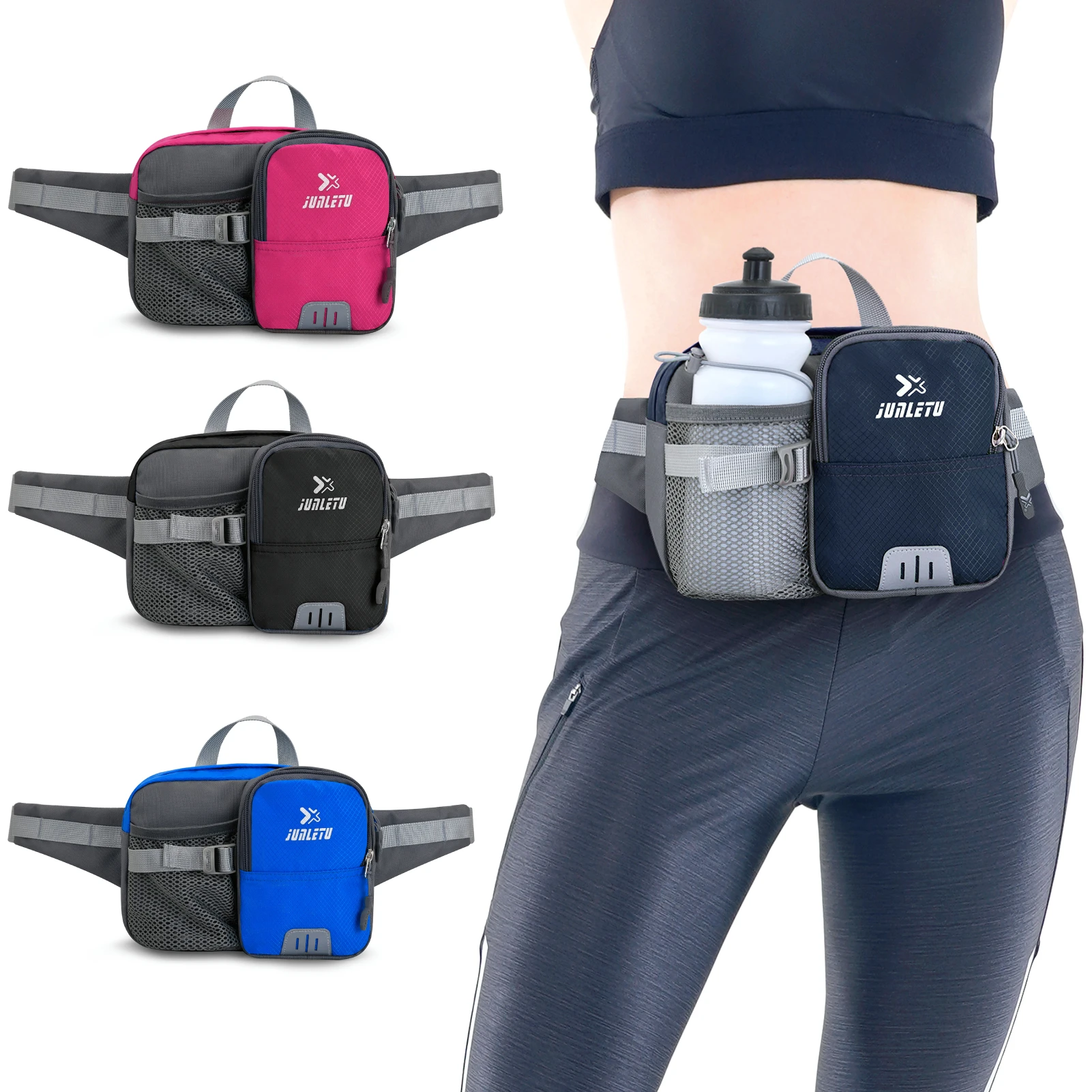 

Outdoor Sports Waist Pack with Water Bottle Holder Bum Bag Waist Pouch for Hiking Cycling Running Fanny pack women's