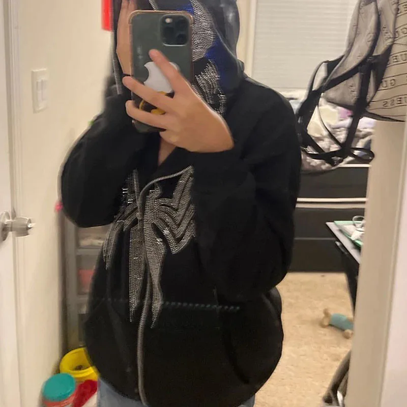 Женская винтажная толстовка с капюшоном на молнии