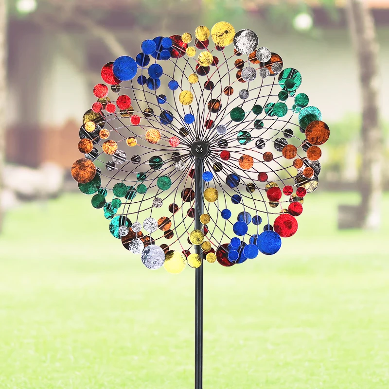 

Garden Decoration Outdoor Iron Art Rainbow Windmill Creative Handicraft Large Landing Wind Mill Nordic Pastoral Ornaments Model