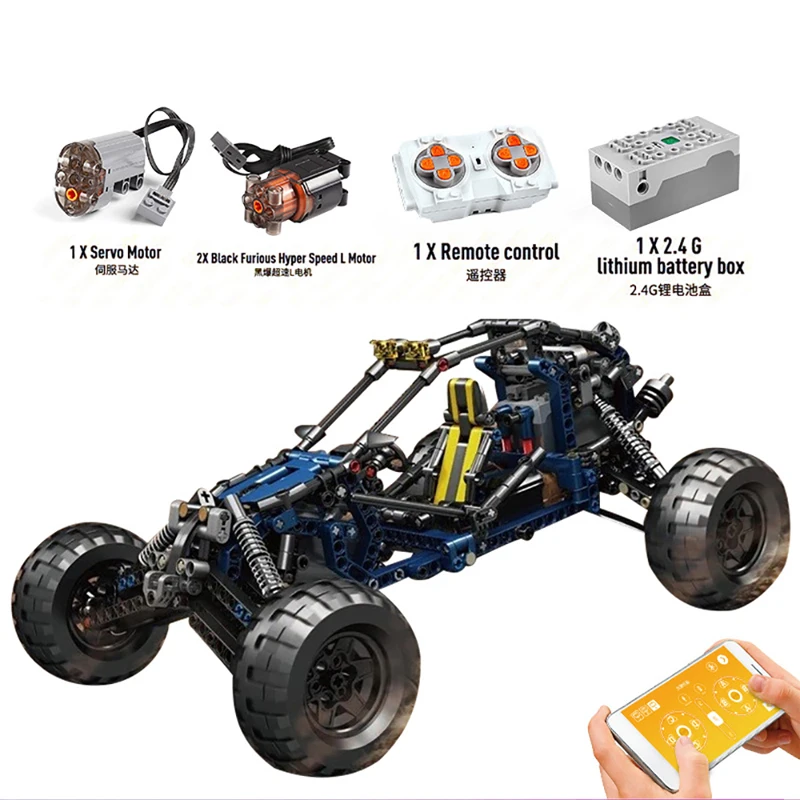 

High-tech Lightning Buggy Desert Race Car Model APP RC Racing Car speeding climbing car Building Blocks Bricks Kids Birthday Toy