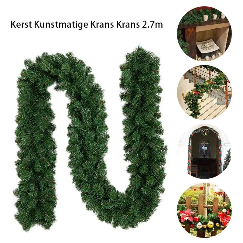 

2.7m Green Christmas Vine Christmas Artificial Wreath DIY Christmas Garland Artificial Pine Needle Plastic Green Wreaths