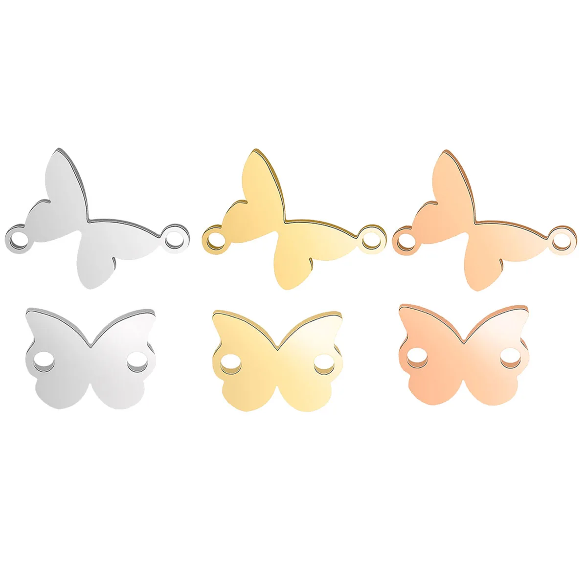 10pcs Stainless Steel Mirror Polish Butterfly Insect Pendant Charms Connectors For Bracelets Jewelry Making  Finding Accessories
