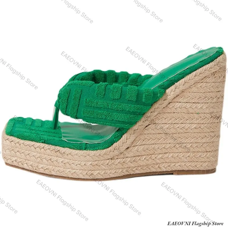 Sandals Woman Summer New Flip-flops Sexy T-stage Catwalk Models European American Style Luxury Fashion Platform Wedge Heel Shoes
