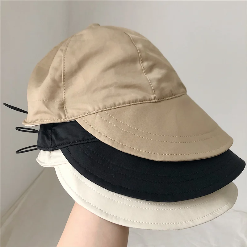 

Cotton Women Bucket Hat Spring Summer Adjustable Drawstring Outdoor Beach Sun Hats Foldable Visors Panama Caps Ponytail Cap