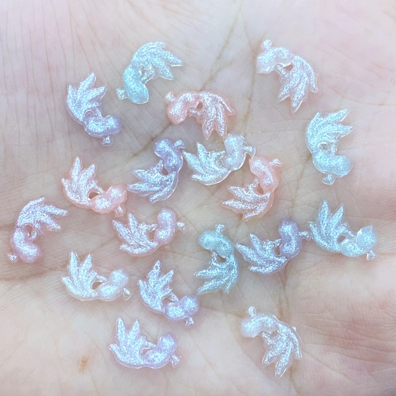 

100 шт. новые милые мини жемчужные розовые золотые рыбки Статуэтки из смолы поделки с плоским основанием Кабошон Украшение для изготовления ювелирных изделий Аксессуары для волос