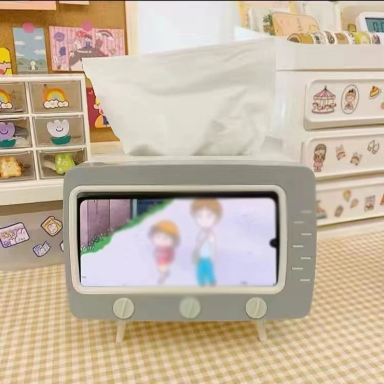 

Creative Table Top Tissue Boxes Phone Shelf Paper Holders Paper Organizers Creative Desktop TV Shaped Tissue Boxes Phone Holders