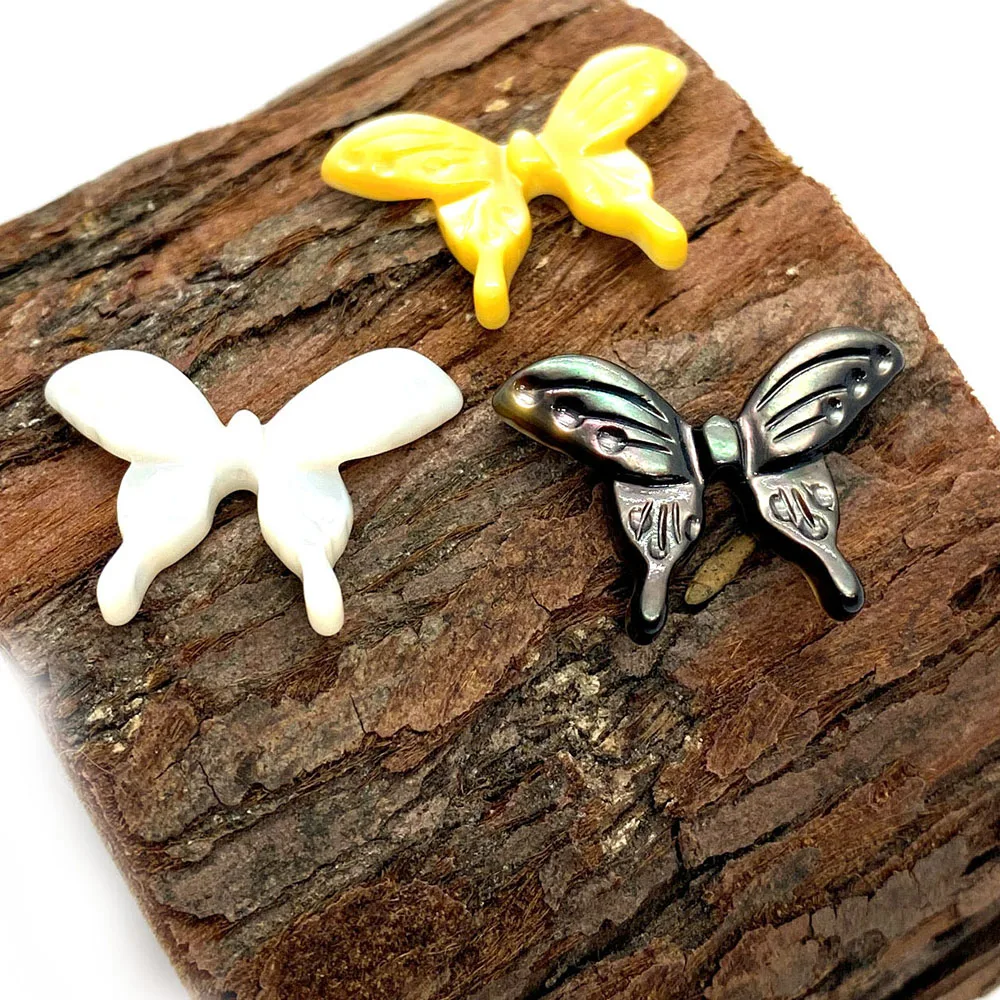 

Butterfly-shaped freshwater shell bead white shell black shell powder shell yellow shell fashion carving 18x20mm DIY accessories