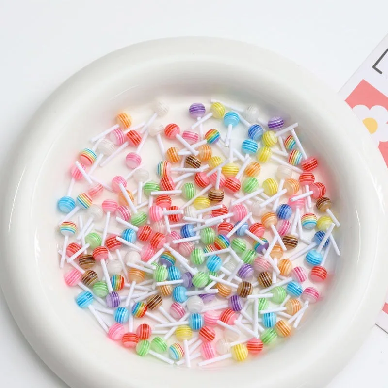 

Wholesale Nail Art Candy Decoration Kawaii Mini Mix Color Lollipop Nail Charms Jewelry Handmade DIY Resin Nail Rhinestones Charm