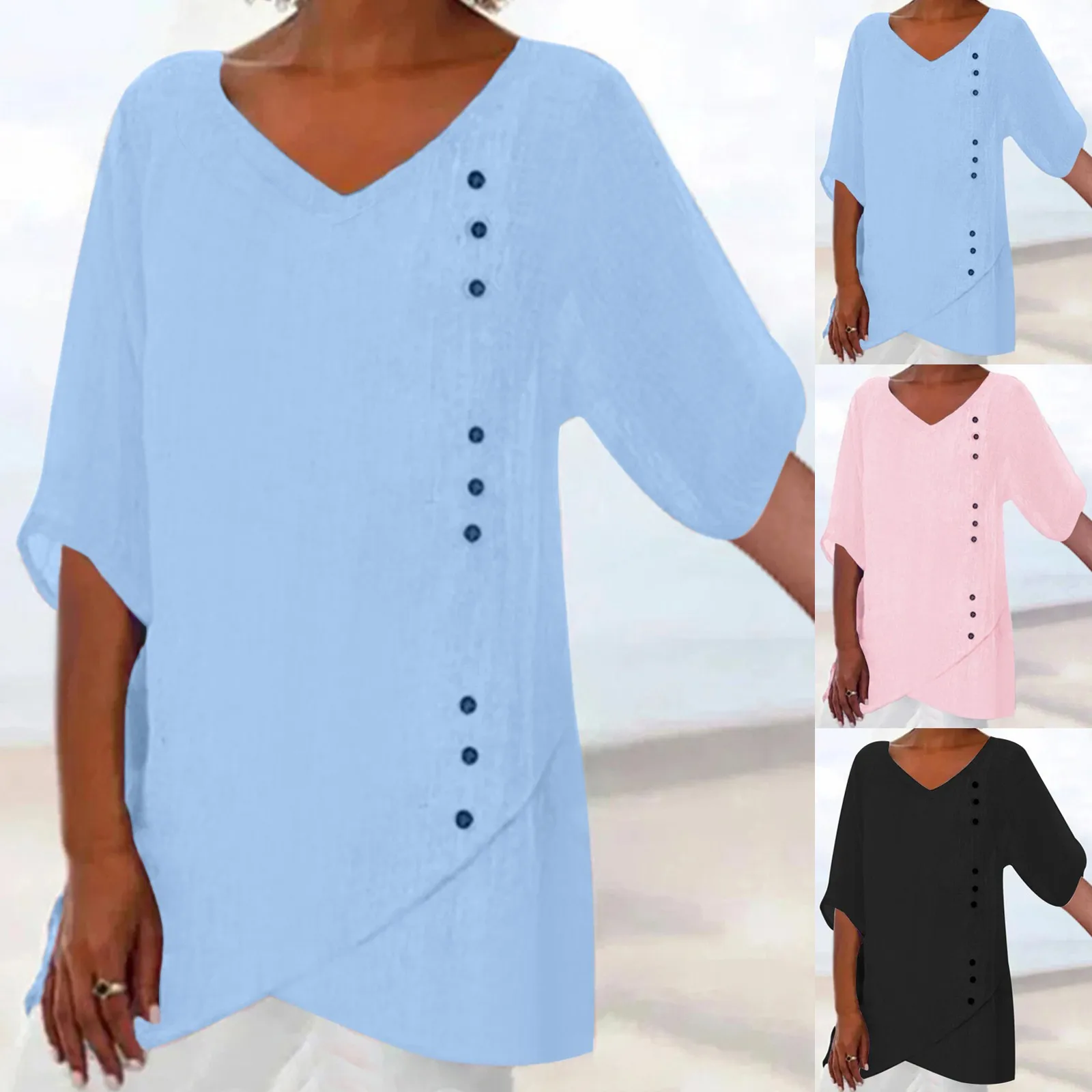 

The Fashion Women Summer Irregular Solid Top Blouse