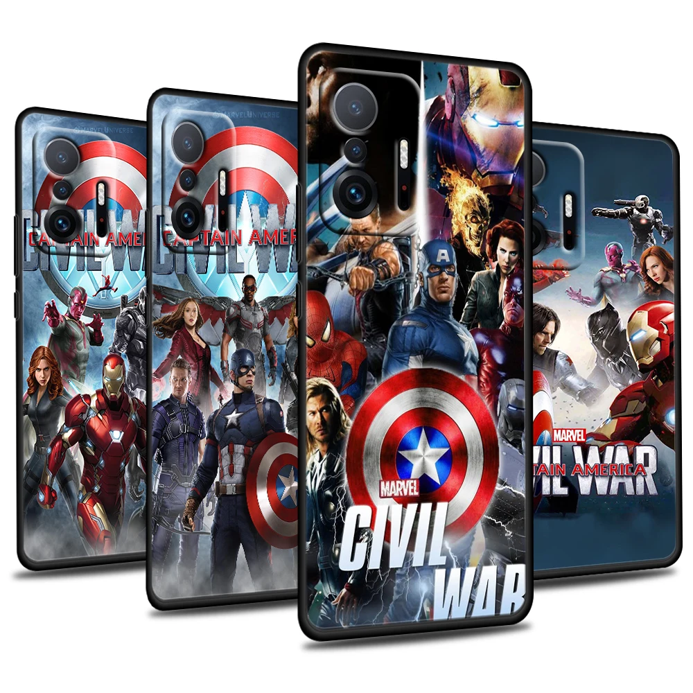 

Hero Marvel Avengers For Xiaomi Mi 11 10 Ultra 11T 10T Note10 Pro Lite 11i 10i 10S 5G Soft TPU Black Phone Case Cover