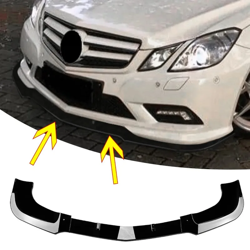 Фото Для Mercedes-Benz E-класса C207 AMG Line Coupe 2009-2012: передний бампер, сплиттер, спойлер, матовый/глянцевый черный, под карбон №2