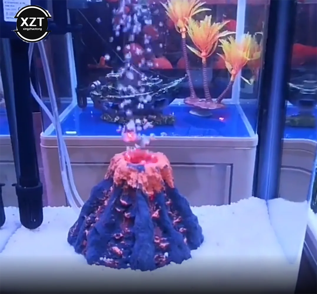 Декоративный кислородный насос в форме вулкана для аквариума каменный воздушный