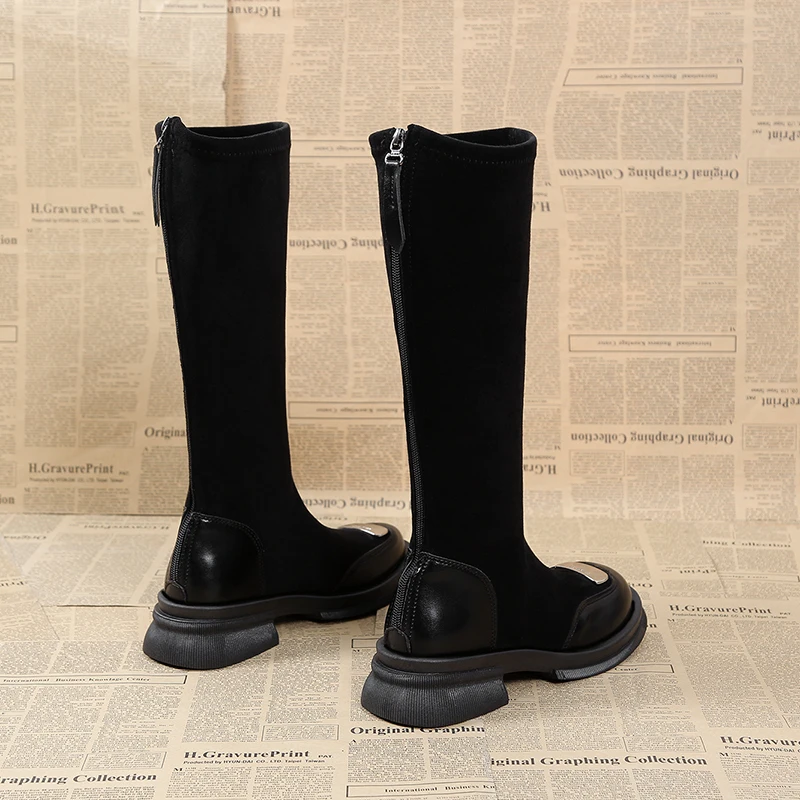 AJGS осенне-зимние женские сапоги выше колена 2023 эластичные вязаные длинные на