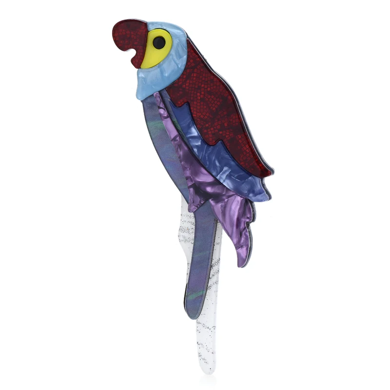 

Wuli&baby Big Acrylic Bird Brooches For Women Men 2-color Lovely Parrot Animal Party Office Brooch Pin Gifts