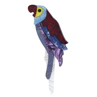 wulibaby big acrylic bird brooches for women men 2 color lovely parrot animal party office brooch pin gifts