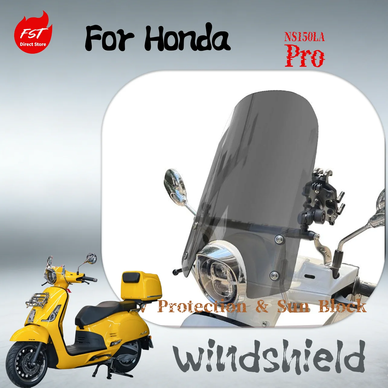 Фото Ретро-ветровое стекло для скутера Honda NS150LA LA, высокая прозрачность, устойчивость и долговечность, модифицированный комплект №1
