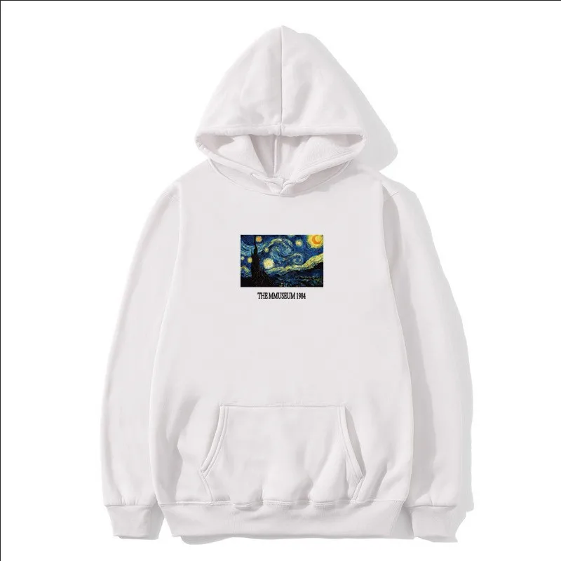 

Van Gogh Starry Night Print Fleece Hoodies Sweatshirts Streetwear Men Women Hip Hop Pullover Hooded Tops Male Harajuku Jumper